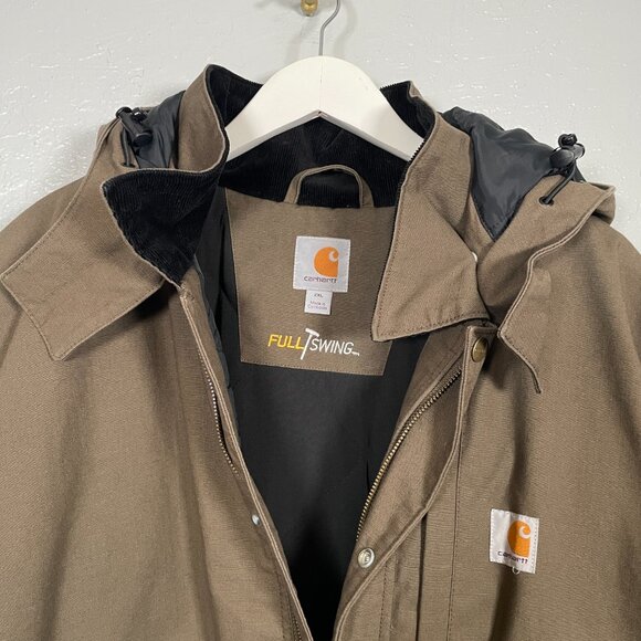Carhartt Men 2XL Brown Full Swing Relaxed Fit Ripstop Insulated Jacket Hooded - Picture 5 of 12